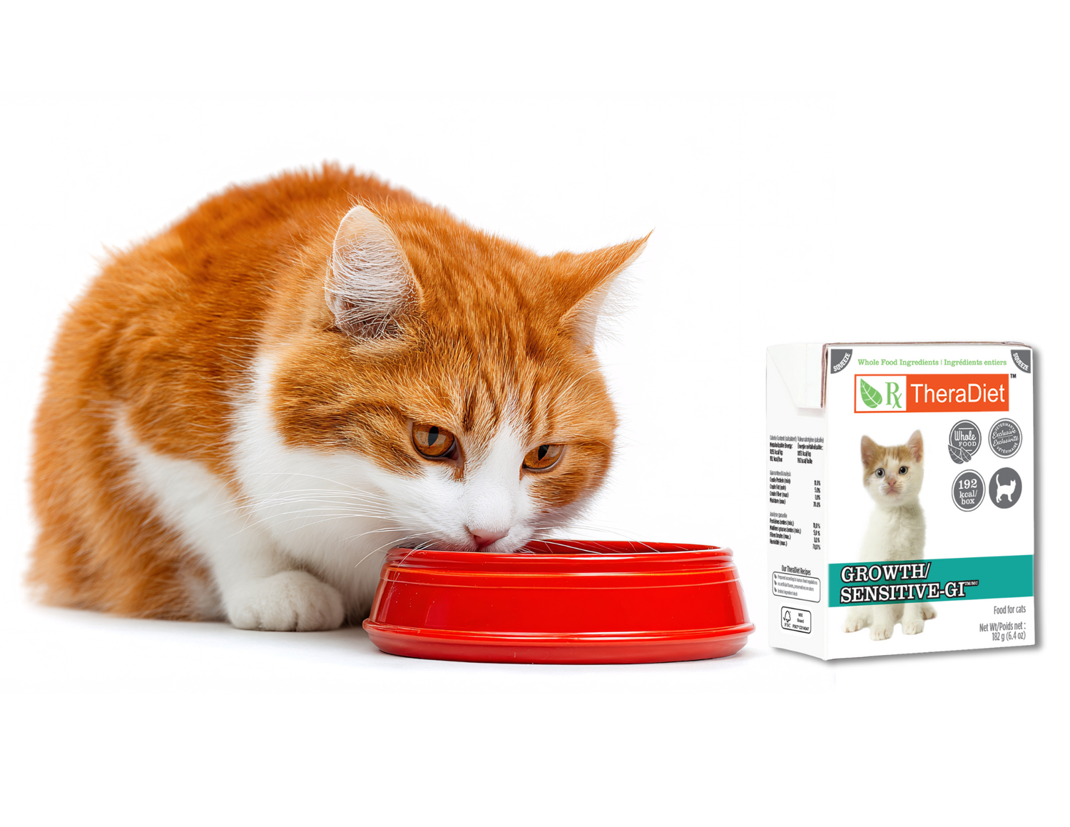 cat eating theradiet growth / sensitive GI from a bowl