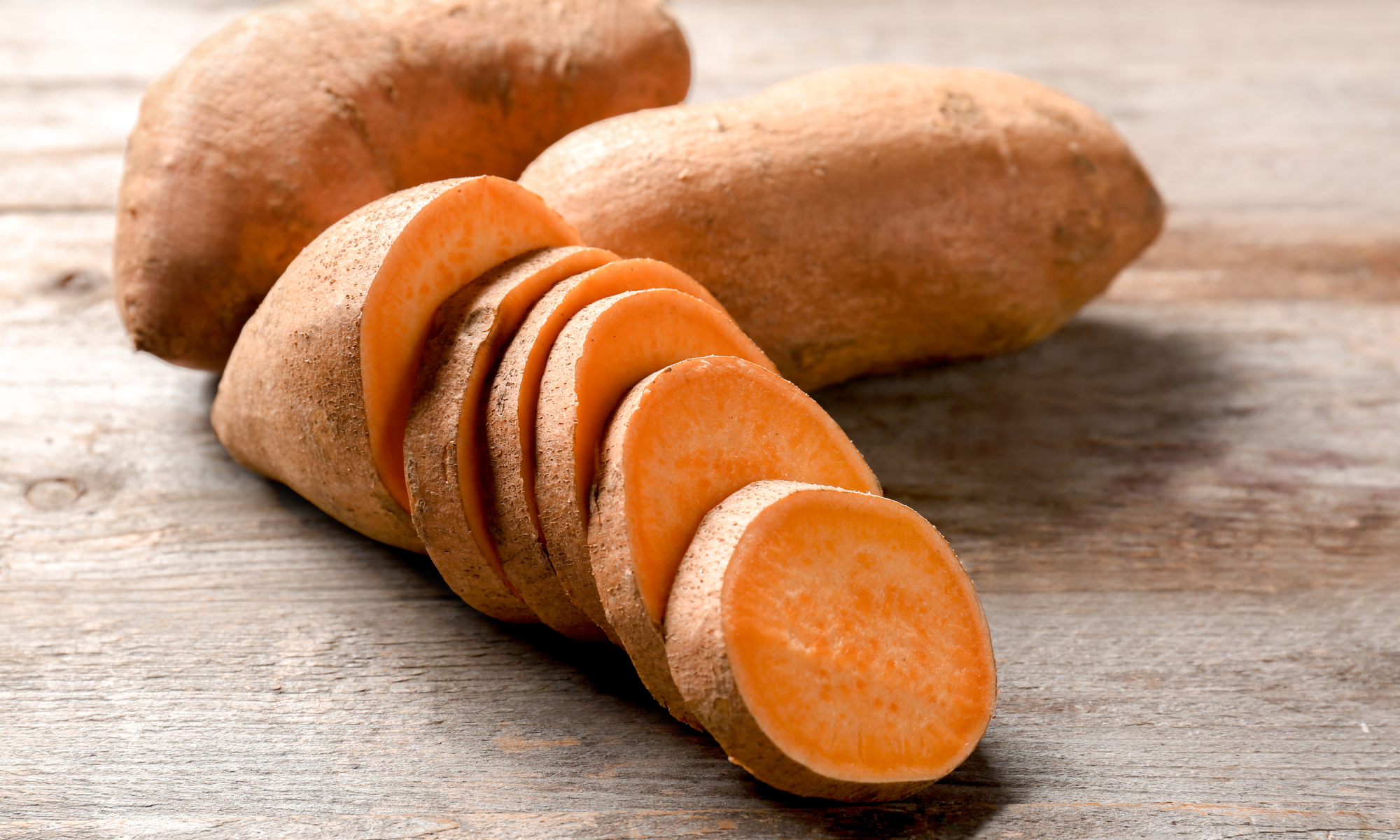 sweet potatoes sliced up