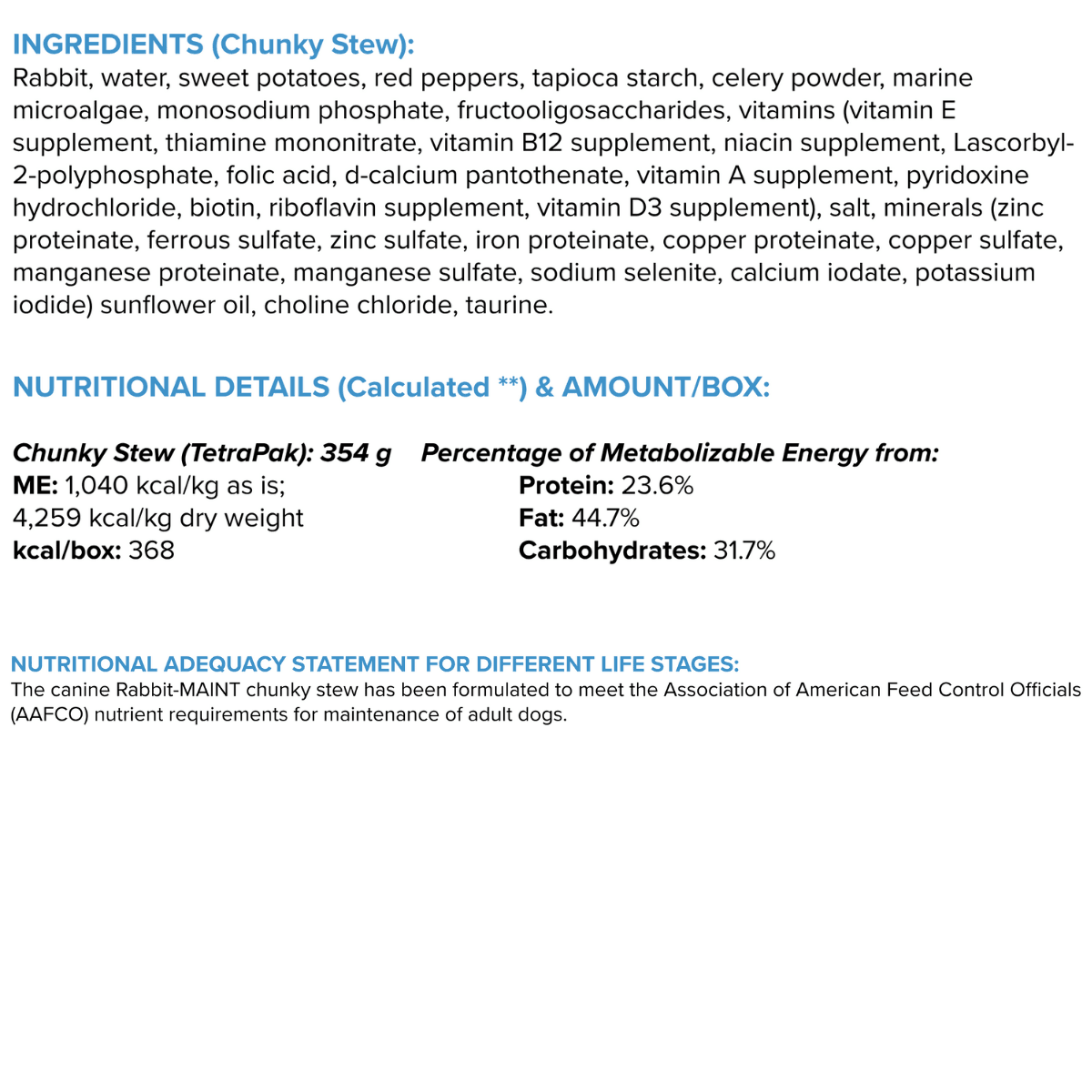 Rabbit-MAINT Chunky Stew Dog Food