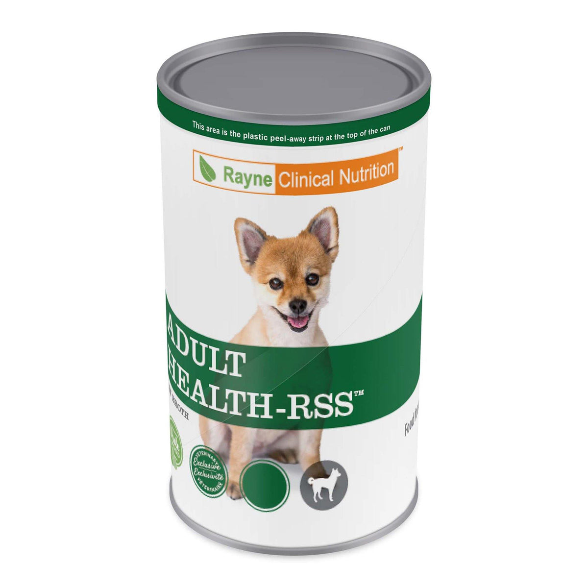 Front view of a can of canine wet food.